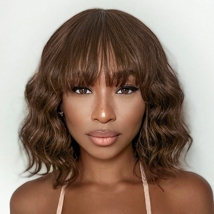 2 For $139.9 | 10 Inches Loose Wave Glueless Minimalist Lace Wavy Bob Wig+ 8 Inches Dark Red Water Wave Glueless Minimalist Lace Curly Wig No Code Needed
