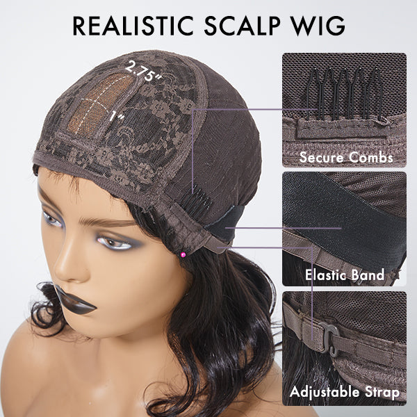2 For $139.9 | 10 Inches Loose Wave Glueless Minimalist Lace Wavy Bob Wig+ 8 Inches Dark Red Water Wave Glueless Minimalist Lace Curly Wig No Code Needed