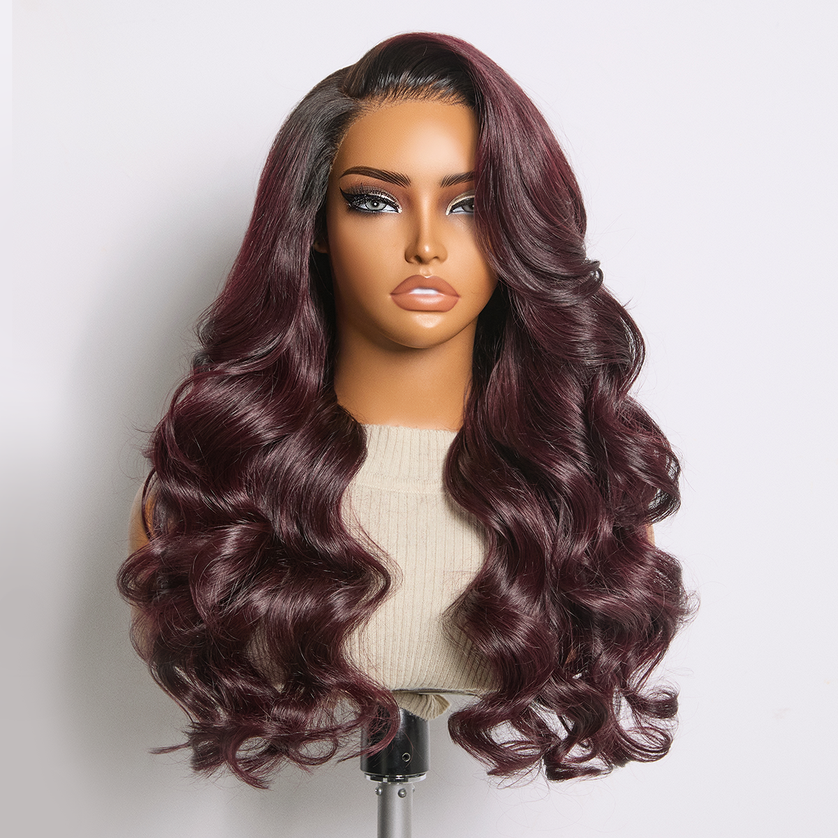 180% Density Rich Dark Plum Loose Body Wave PartingMax Glueless 7x6 Closure HD Lace Wig Pre-Cut Lace