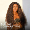 PartingMax Brown Highlights Funmi Curly 7x6 Closure HD Lace Glueless Wig Pre Cut Lace
