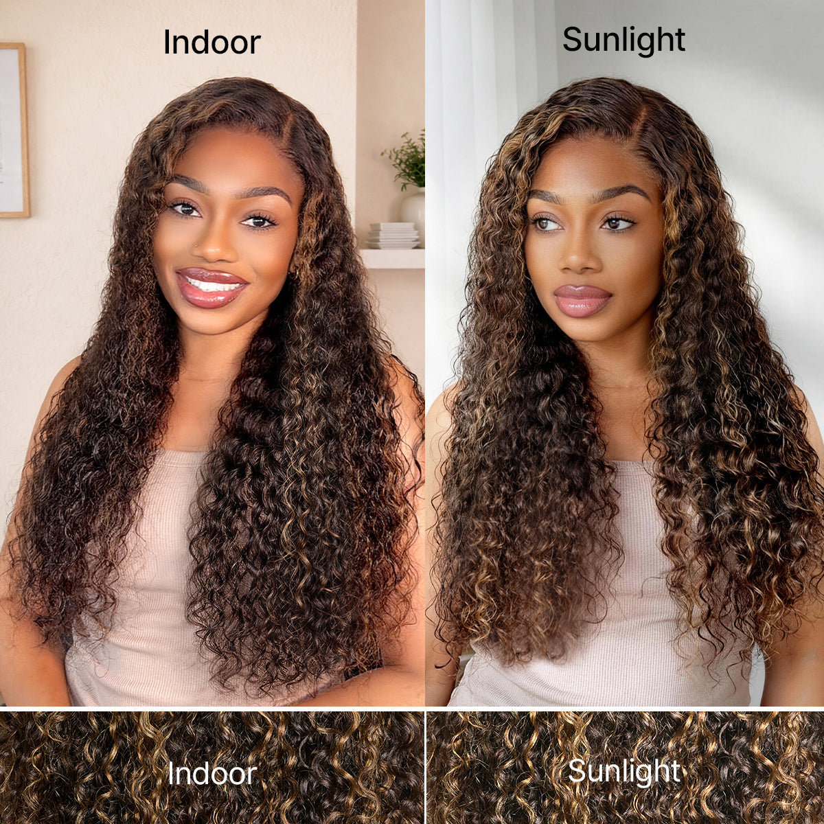 PartingMax Brown Highlights Funmi Curly 7x6 Closure HD Lace Glueless Wig Pre Cut Lace