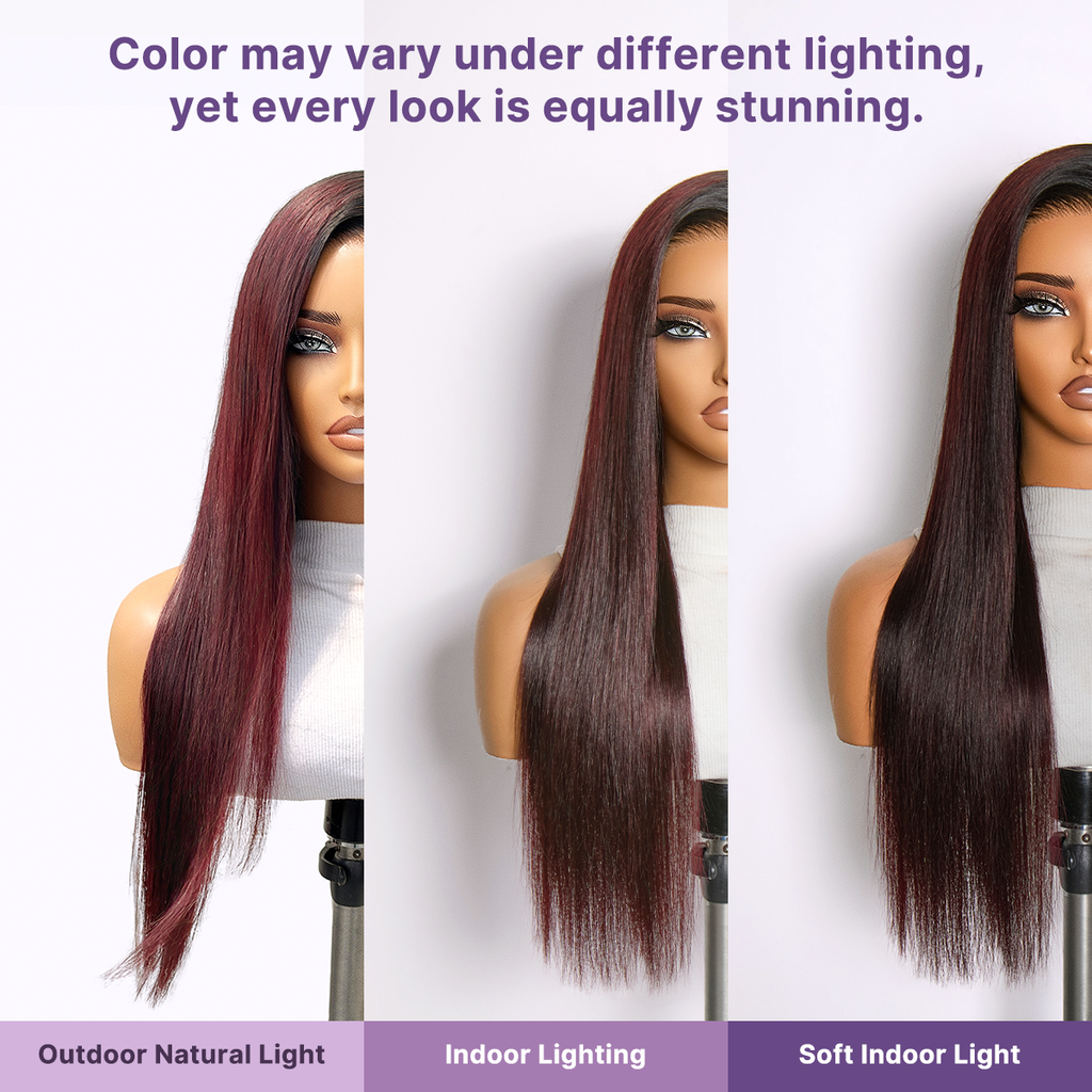 180% Density Rich Dark Plum Bone Straight with Baby Hair PartingMax Glueless 7x6 Closure HD Lace Wig Pre-Cut Lace