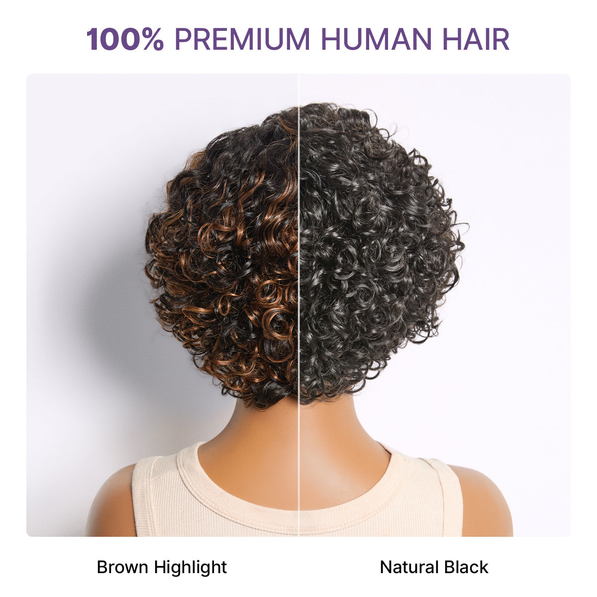 Brown Highlight Water Wave Pixie Cut Glueless Minimalist HD Lace Short Curly Wig