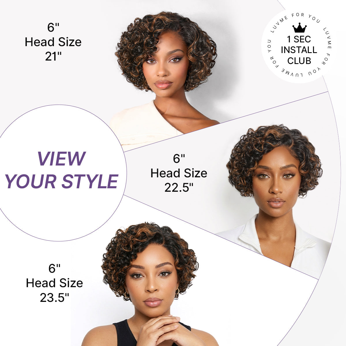 Brown Highlight Water Wave Pixie Cut Glueless Minimalist HD Lace Short Curly Wig