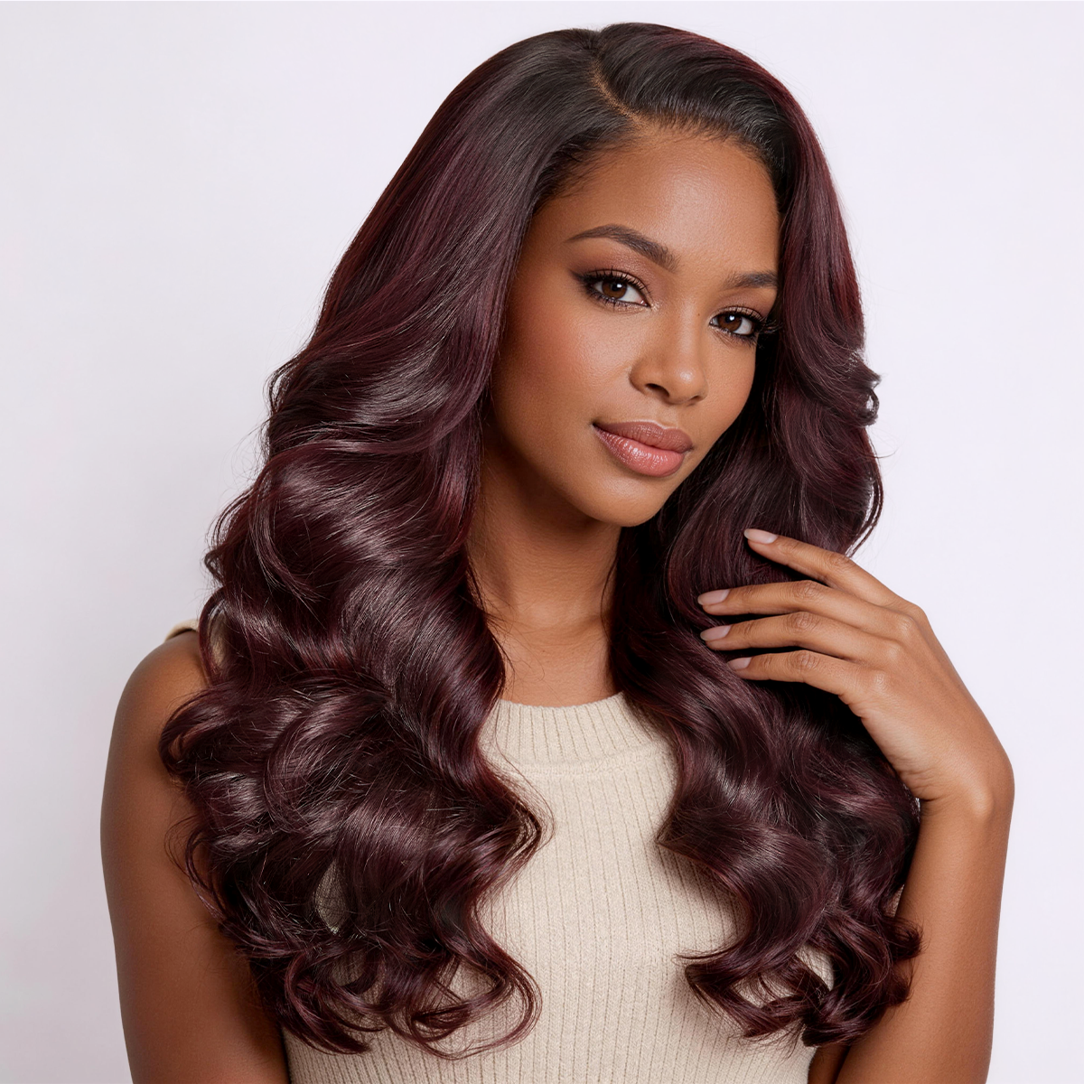 180% Density Rich Dark Plum Loose Body Wave PartingMax Glueless 7x6 Closure HD Lace Wig Pre-Cut Lace