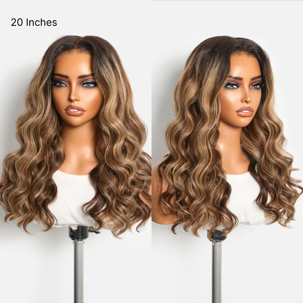 180% Density PartingMax Glueless 7x6 Closure HD Lace Blonde Highlight Loose Wave Wig Pre-Cut Lace