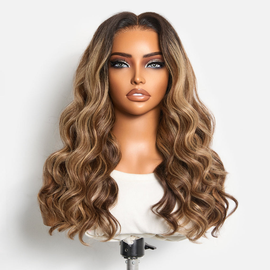 180% Density PartingMax Glueless 7x6 Closure HD Lace Blonde Highlight Loose Wave Wig Pre-Cut Lace
