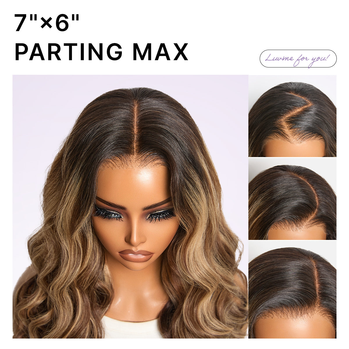 180% Density PartingMax Glueless 7x6 Closure HD Lace Blonde Highlight Loose Wave Wig Pre-Cut Lace