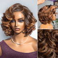 1 SEC INSTALL WIG | Mature Boss Brown Ombre Highlight / Natural Black / Salt and Pepper Loose Wave Glueless Minimalist HD Lace Wig