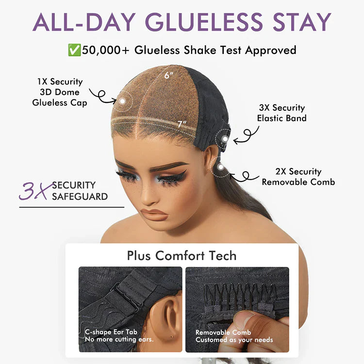 180% Density Ombre Blonde Highlight Loose Body Wave Glueless 7x6 Closure HD Lace Human Hair Wig with Bangs Pre-Cut Lace