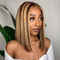 Wear Go Glueless Wigs 4/27 Highlight Color Straight Hair Bob Wigs Pre Cut 7x5 Lace