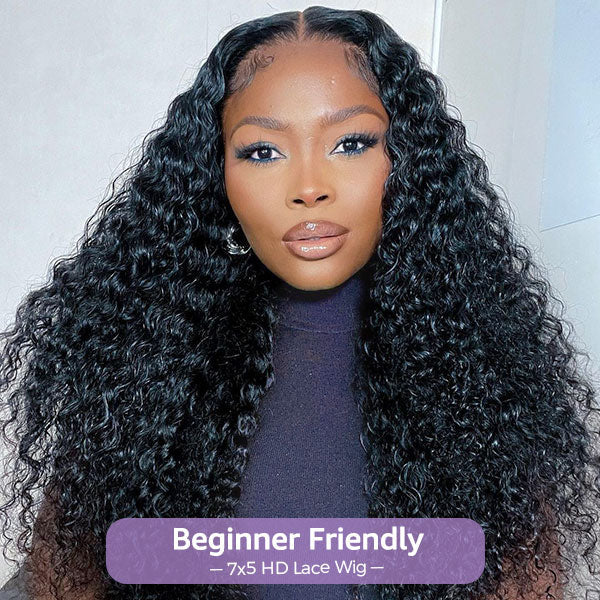 Block Wig Water Wave Bleached Knots Wig With Optional Replaceable Zip Lace Tops