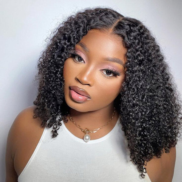 Kinky Curly Pre Bleached Pre Cut Wear Go Glueless Wig Tiny Knots