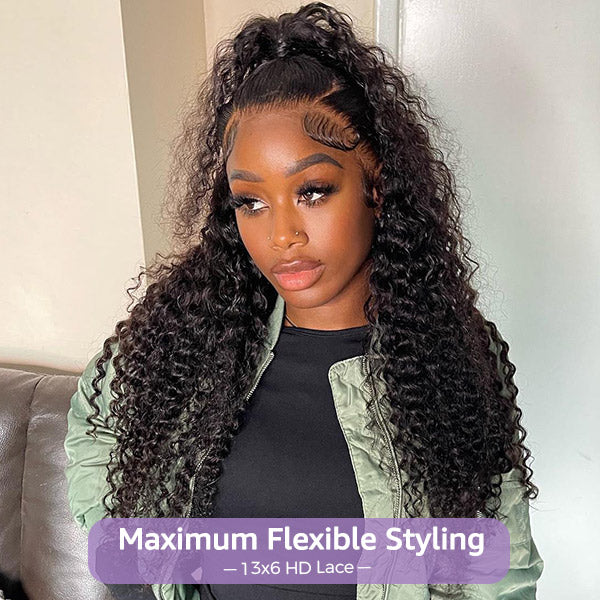 Block Wig Water Wave Bleached Knots Wig With Optional Replaceable Zip Lace Tops