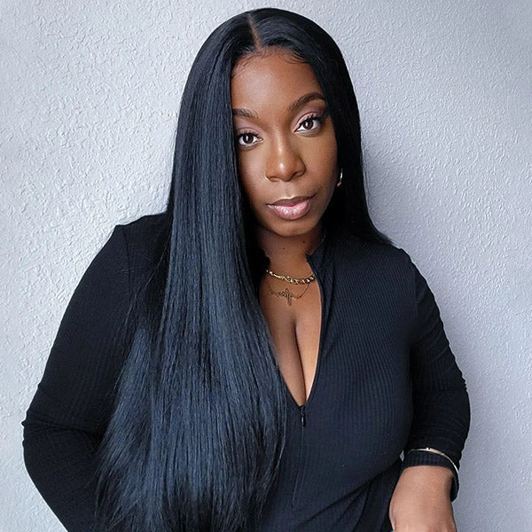 Straight Wear Go Glueless Wigs Bleached Knots Pre Cut Lace Natural Looking Human Hair Wig