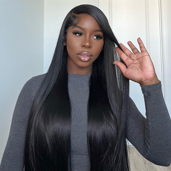 Straight Wear Go Glueless Wigs Bleached Knots Pre Cut Lace Natural Looking Human Hair Wig