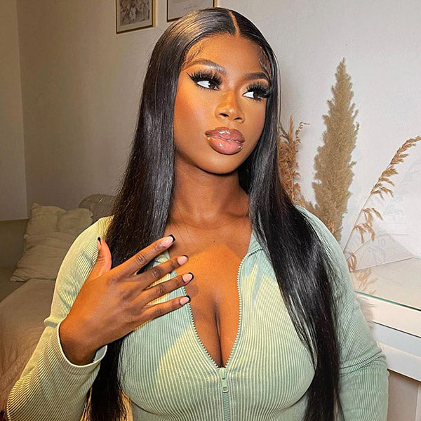 Straight Wear Go Glueless Wigs Bleached Knots Pre Cut Lace Natural Looking Human Hair Wig