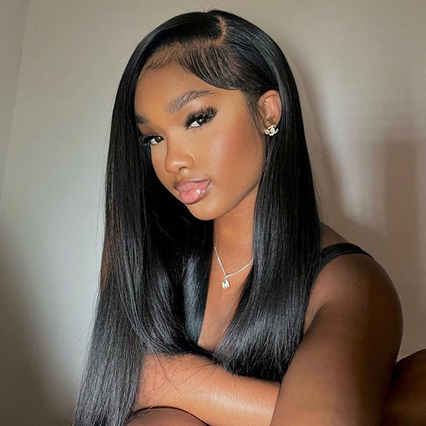 Straight Wear Go Glueless Wigs Bleached Knots Pre Cut Lace Natural Looking Human Hair Wig