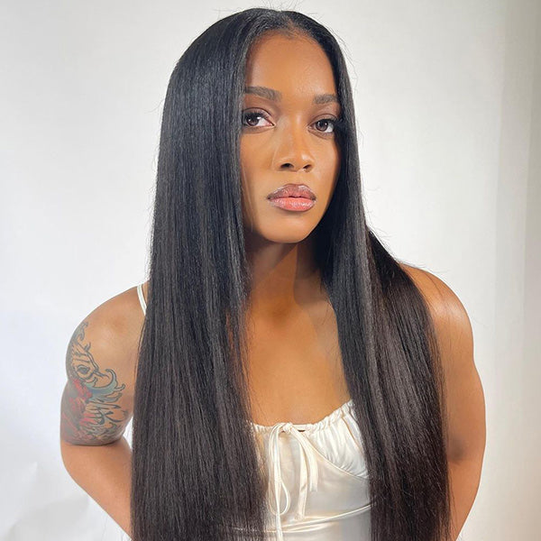 Straight Wear Go Glueless Wigs Bleached Knots Pre Cut Lace Natural Looking Human Hair Wig