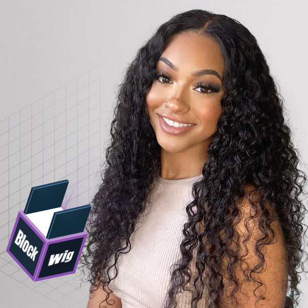 Block Wig Water Wave Bleached Knots Wig With Optional Replaceable Zip Lace Tops