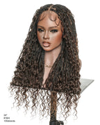 Kiki - 12"-36" Human Hair Deep Wave Curls Pre Bleached Knotless HD Full Lace Boho Box Braided Wig
