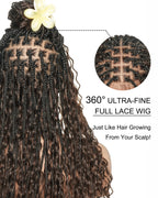 Kiki - 12"-36" Human Hair Deep Wave Curls Pre Bleached Knotless HD Full Lace Boho Box Braided Wig