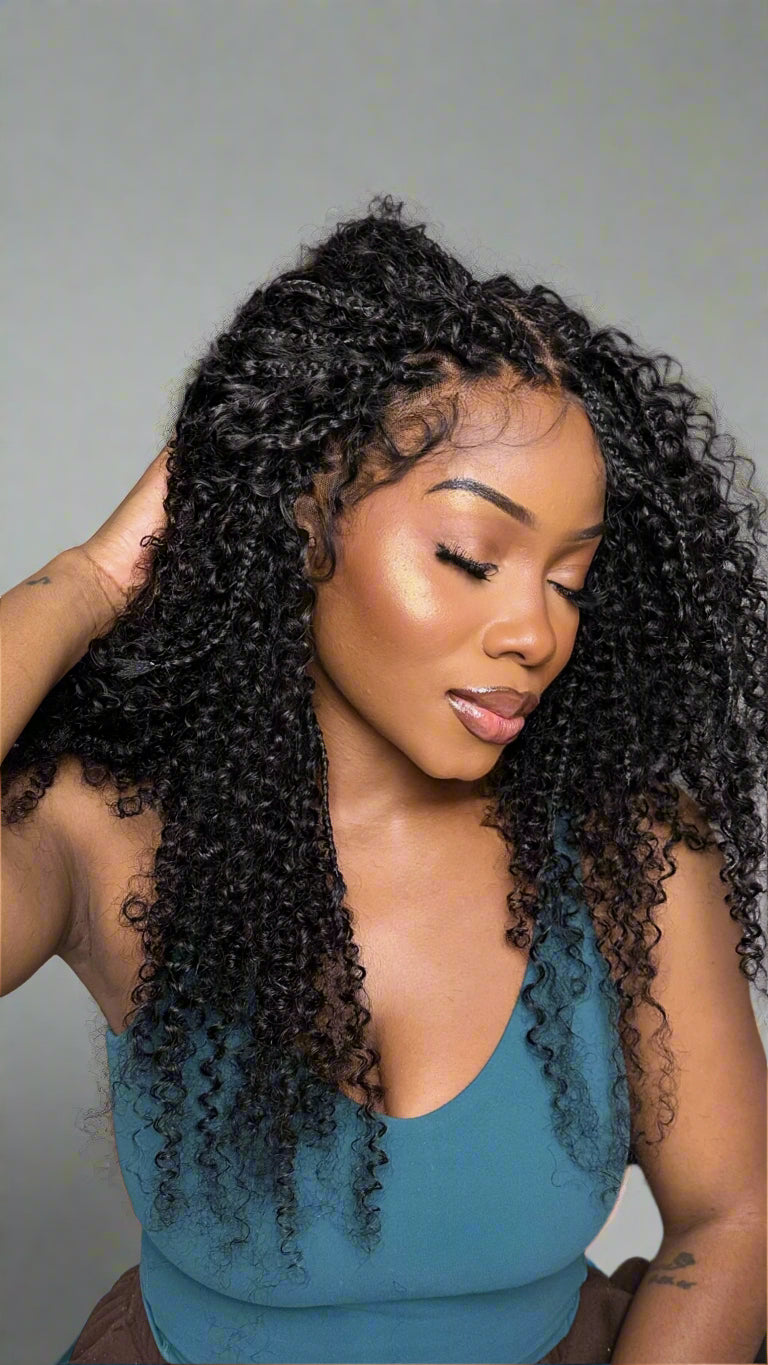 Lulu - Bora Bora Pre Bleached HD Full Lace Human Hair Curly Wave Boho Box Braided Wig