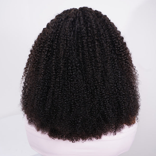 M-Cap Afro Curly Glueless Wig Pre Braided Snug Fit Bleached Knots Pre-cut 9x6 Lace Wear Go Wig With Elastic Drawstring