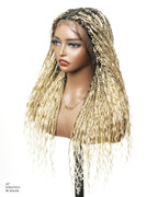 Full Transparent Lace Human Hair Boho Curls Knotless Boho Box Braided Wig 86 Strands