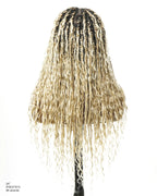 Full Transparent Lace Human Hair Boho Curls Knotless Boho Box Braided Wig 86 Strands