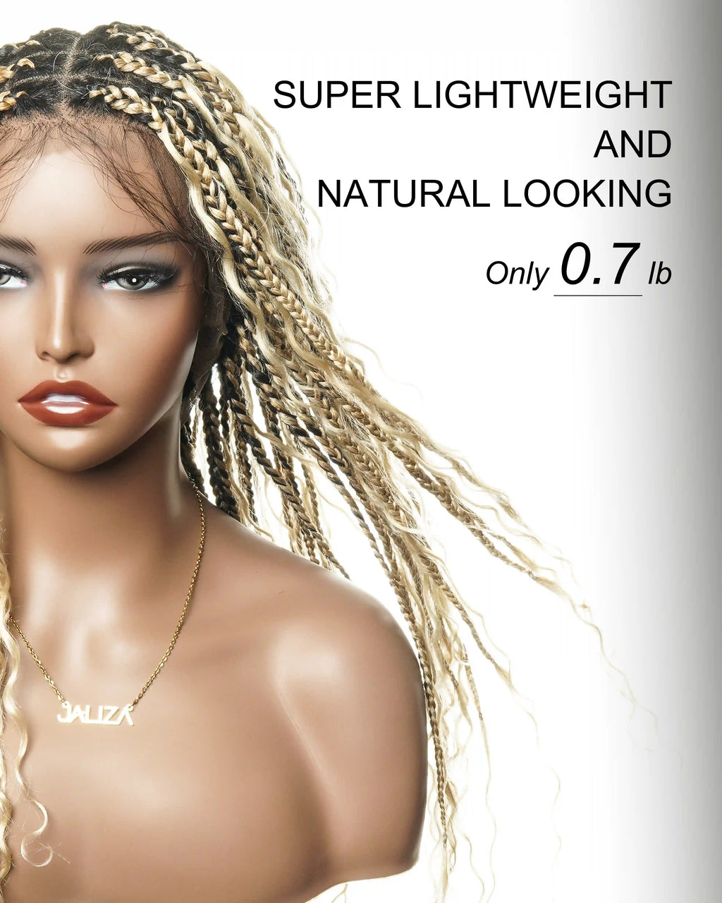 Full Transparent Lace Human Hair Boho Curls Knotless Boho Box Braided Wig 86 Strands