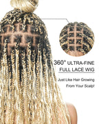 Full Transparent Lace Human Hair Boho Curls Knotless Boho Box Braided Wig 86 Strands