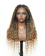 Full Transparent Lace Human Hair Boho Curls Knotless Boho Box Braided Wig 86 Strands