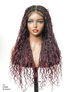 Full Transparent Lace Human Hair Boho Curls Knotless Boho Box Braided Wig 86 Strands