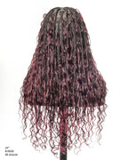 Full Transparent Lace Human Hair Boho Curls Knotless Boho Box Braided Wig 86 Strands