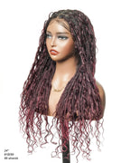 Full Transparent Lace Human Hair Boho Curls Knotless Boho Box Braided Wig 86 Strands
