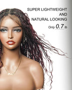 Full Transparent Lace Human Hair Boho Curls Knotless Boho Box Braided Wig 86 Strands