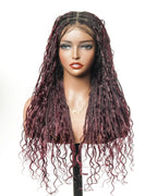 Full Transparent Lace Human Hair Boho Curls Knotless Boho Box Braided Wig 86 Strands