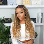 Pre Bleached Human Hair Lace Base 24" HD Full Lace Human Hair Curls Boho Box Braided Wig