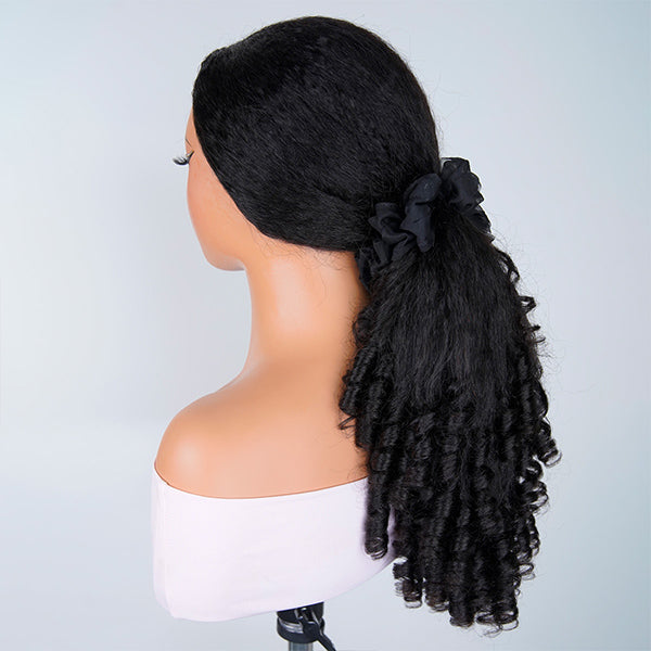 M-Cap Kinky Straight Burmese Curly Pre Cut 9x6 HD Lace Wear Go Glueless Wigs With Drawstring