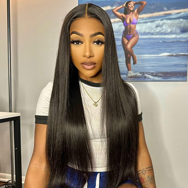 Silky Straight Hair Wear Go Wig Pre Cut 7x5 HD Lace Bleached Knots