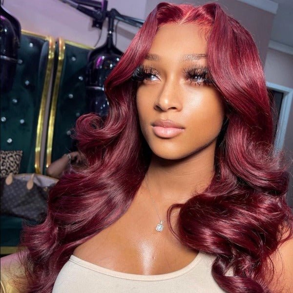 13x4 /4x4 Lace Frontal 99J Body Wave Human Virgin Hair Lace Front Wigs