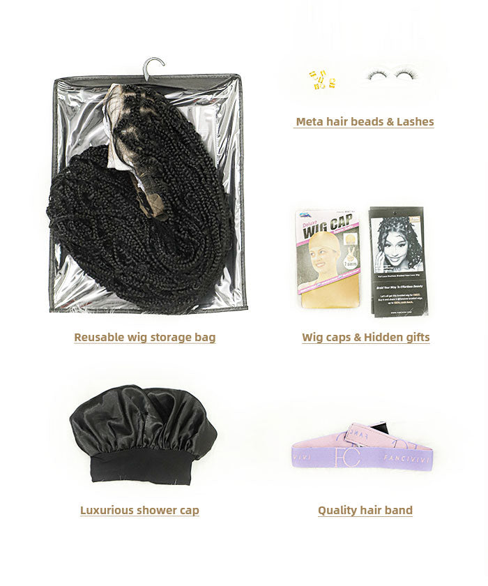 Butterfly Knotless Braids Over Hip-Length 36" Full Hand Tied Lace Medium Box Braided Wig