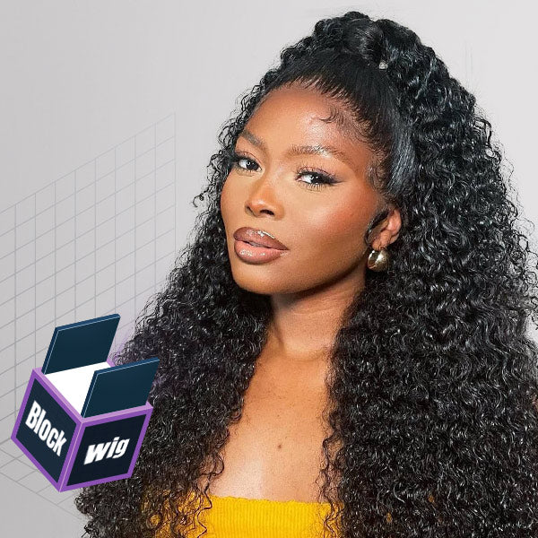 Block Wig Kinky Curly Bleached Knots Wig With Optional Replaceable Zip Lace Tops