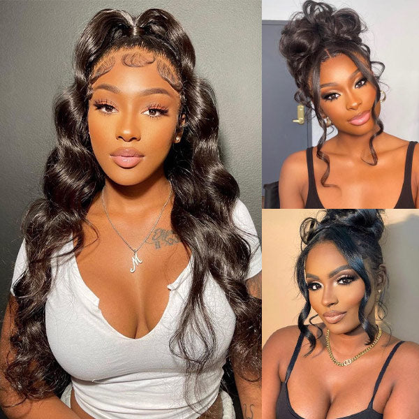 Body Wave Invisi Drawstring 360 Glueless Wig Flexible Fit Bleached Knots Wig Pre-Cut Lace
