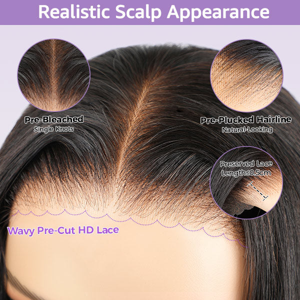 Water Wave Flexible Fit Pre-Cut 7x5 HD Lace Wear Go Glueless Wig with Elastic Drawstring