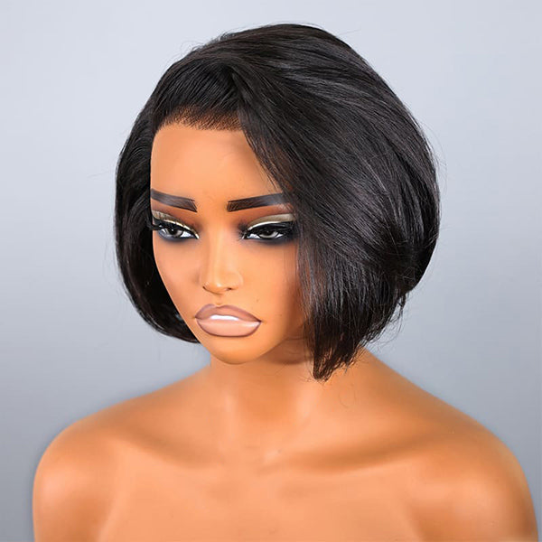 Straight Blow Out Hair Cut Bob Wig Pre-Cut HD Lace Wear Go Glueless Wig