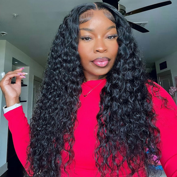 Water Wave Wear Go Wig Pre-cut 7x5 9x6 HD Lace Bleached Knots Wig With Pre-plucked Hairline