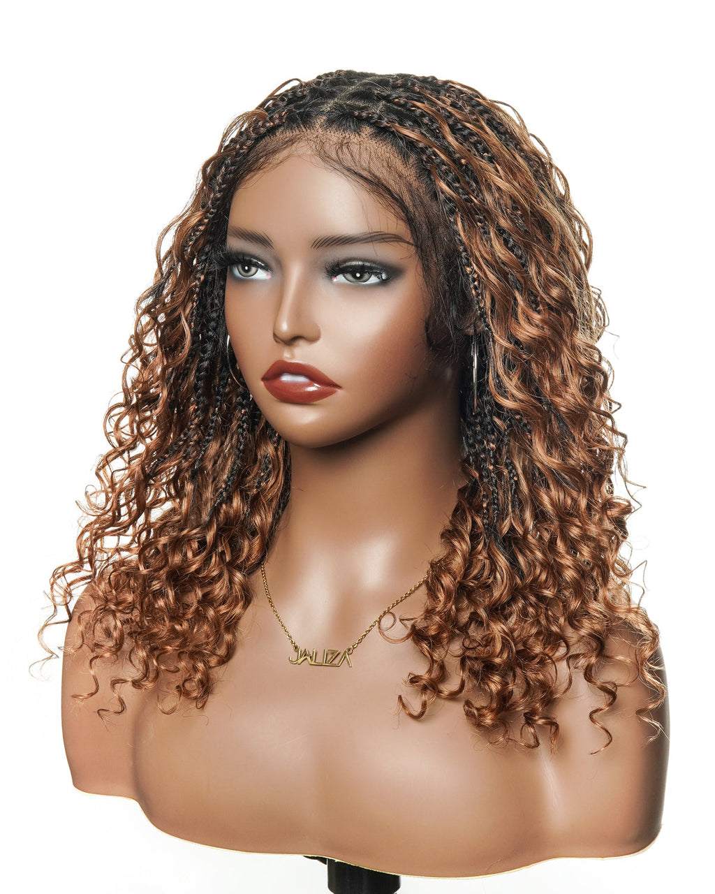 Kiki - 16" Pre Bleached HD Full Lace Human Hair Curls HD Full Lace Knotless Boho Box Braided Wig