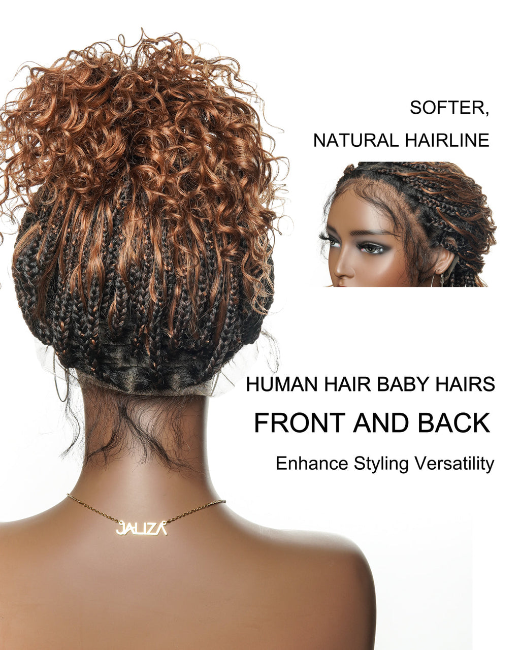 Kiki - 12"-36" Human Hair Deep Wave Curls Pre Bleached Knotless HD Full Lace Boho Box Braided Wig